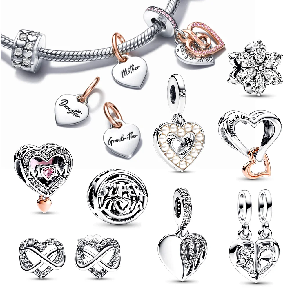 Charm Beads 925 Silver Plated Flower Bird Series Fit Pan Original For Jewelry Making