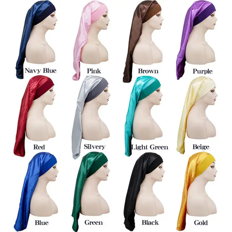 

Satin Sleep Elastic Wide Edge Satin bonnet Long Hair Sleeping Hats Wrap Night Hair Care Bonnet for Women Men Unisex