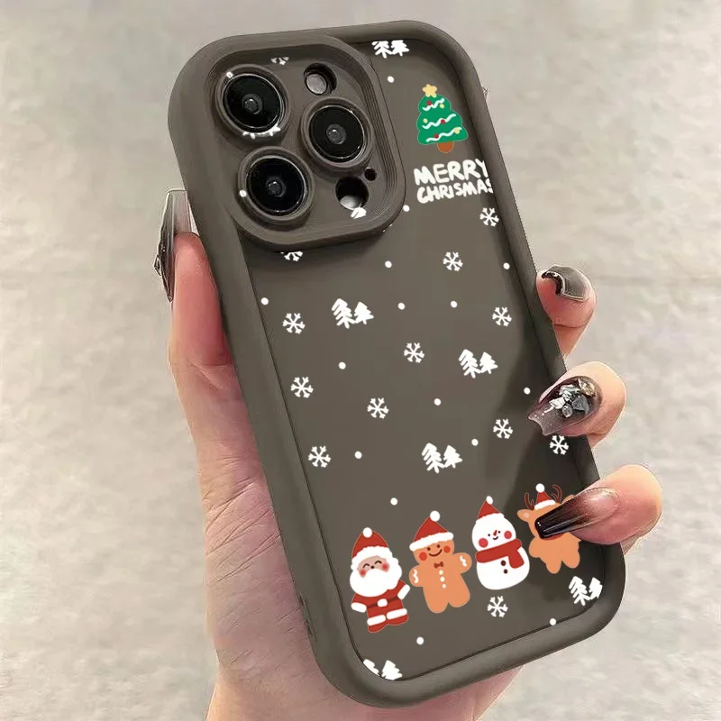 Festive Santa Elk Soft Silicone Shockproof Phone Case - Christmas Edition