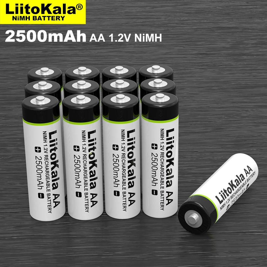 Liitokala-Bateria Recarregável Ni-MH, 1.2V AA, 2500mAh, Pistola de Temperatura, Controle Remoto, Mouse, Baterias Toy, 4-50Pcs