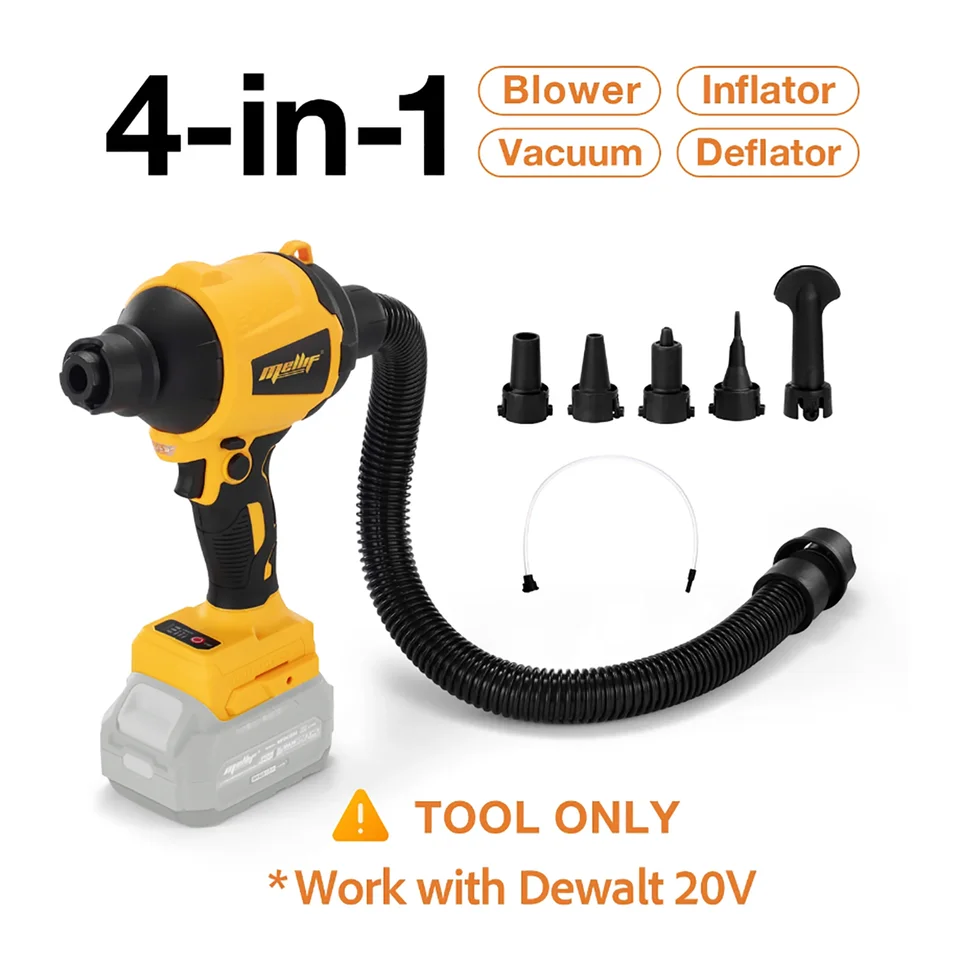 Nichilas Cordless Dust Blower & Vacuum For DEWALT 20V Batteries - 80,000 RPM Brushless, With Nozzles & LED Light (Tool Only)