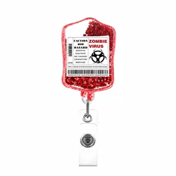 Glitter ID Badge Reel Lanyard with Retractable Name Tag Holder - Perfect Graduation Gift (Red)