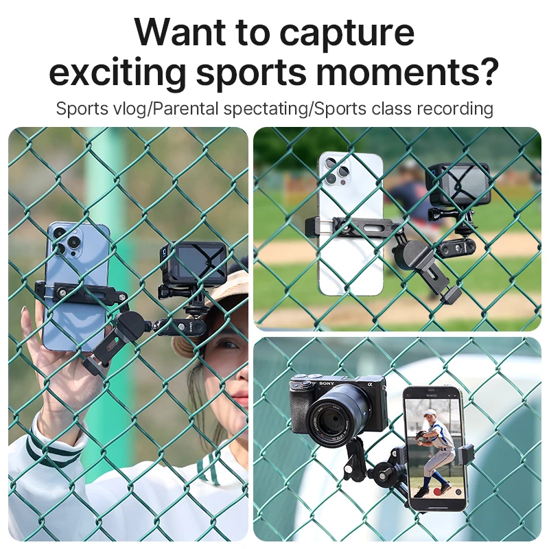 Ulanzi CM010 Universal Gopro Fence Mount Bracket Hanging Net Stand Multi-Functional Fence Mount For Gopro Insta360 DJI 3