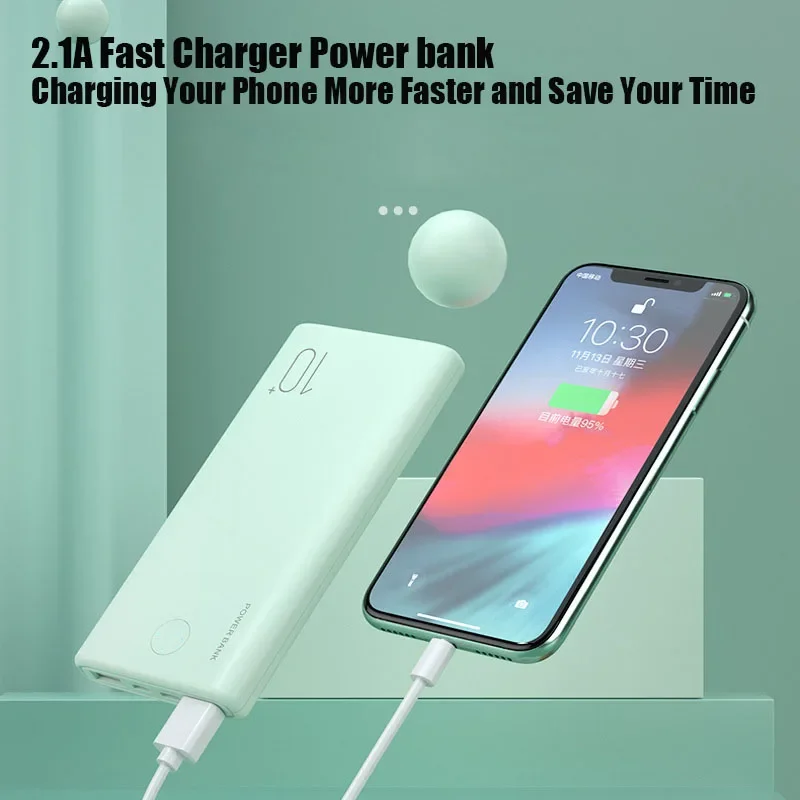 10000mAh Power Bank Ultra-thin Portable Charger For iPhone 14 13 12 8 Xiaomi Samsung Huawei External Battery 10000 mAh PowerBank 6