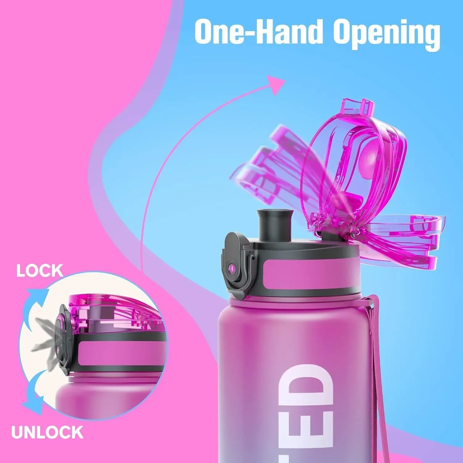 32oz Water Bottle Motivational Sport Water Bottle Leakproof Drinking Bottles Outdoor Sports Travel Kettle Drinking