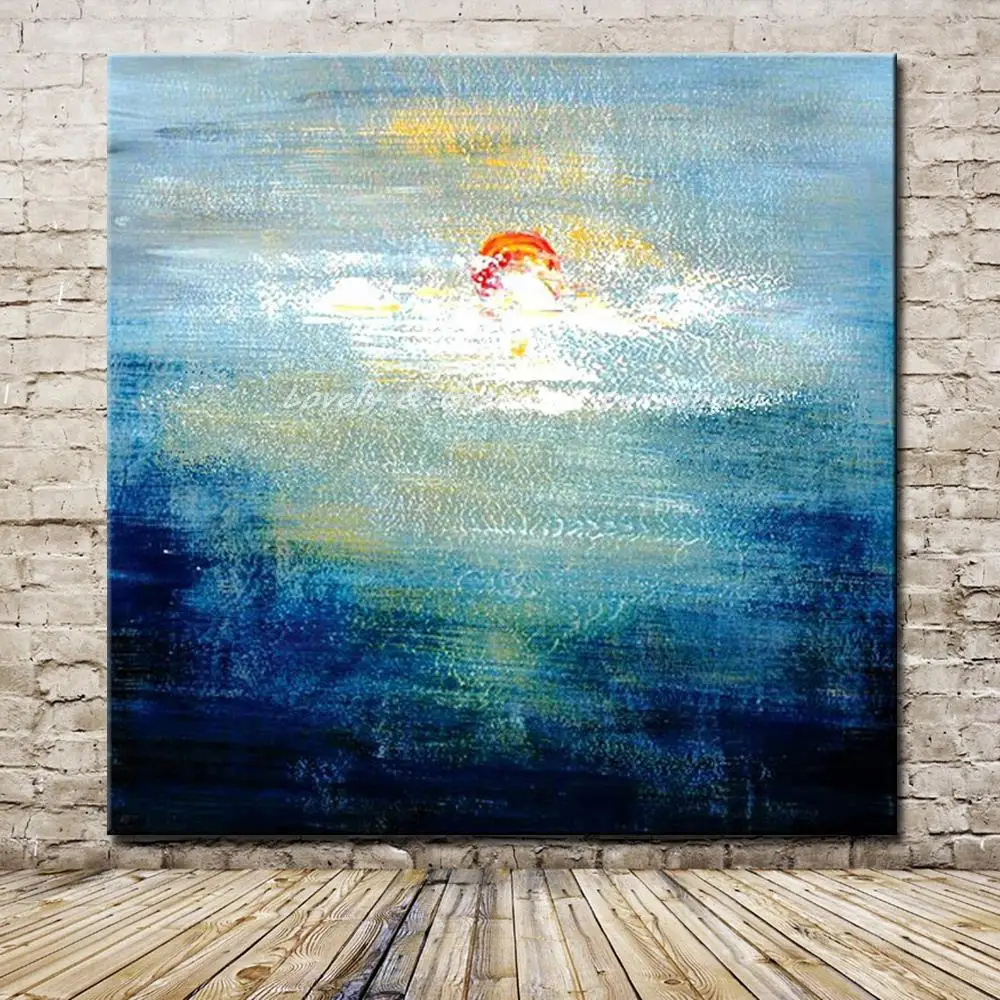 

Mintura Pop Art Handpainted Modern Abstract Sunrise Oil Painting On Canvas,Handmade Wall Picture For Living Room Home Decoration