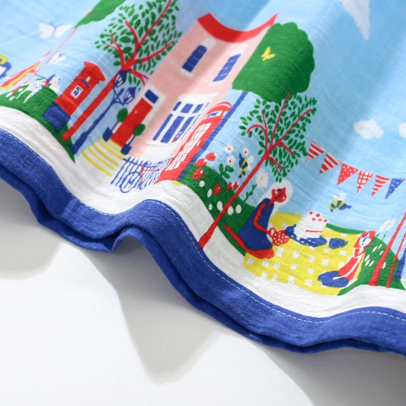 Little Maven Children Formal Dresses Kids Clothes Summer Cartoon Short Sleeves Princess Children's Clothing Vestidos Cotton