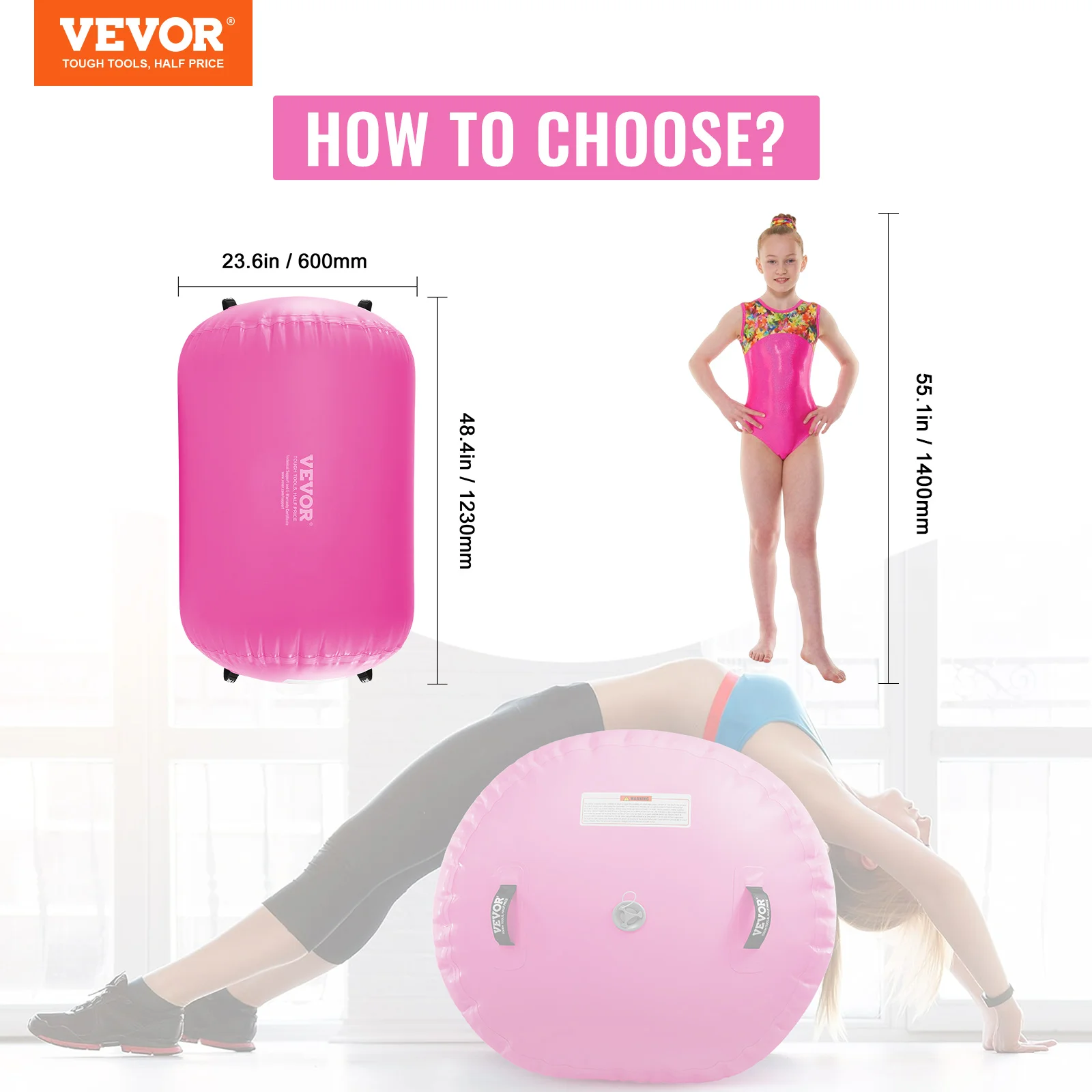 VEVOR Air Mat Tumble Track Air Spot Air Barrel Gymnastic Equipment with Electric Pump Tumbling Backbend Trainer for Home Use/Gym 2