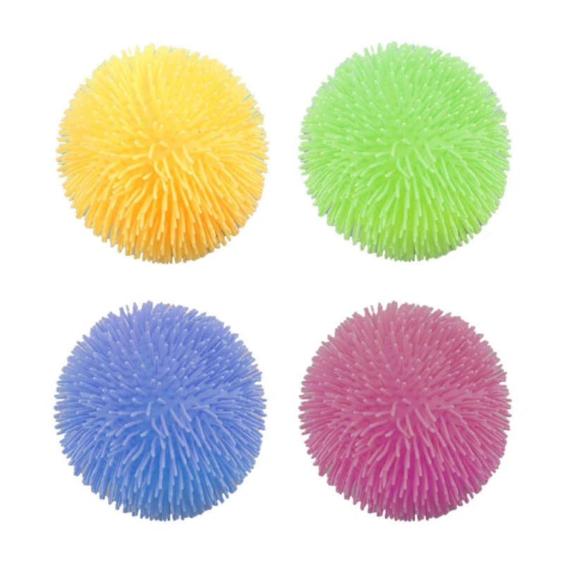 Soft Ball Squeeze Toy Sensory Fidget Pressure Release w/ Hair Outside for Kids Adults Toddlers ADD OCD Therapy |