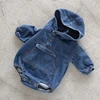 Autumn Spring Children Clothes Newborn Baby Boys Girls Bodysuits Cowboy  Solid Color Long Sleeve Infant Baby Boys Girls Jumpsuit