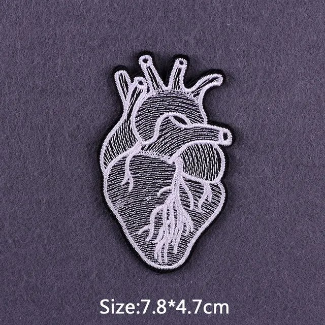 Anatomical Heart Iron on Patch, Human Heart, Embroidery Patches