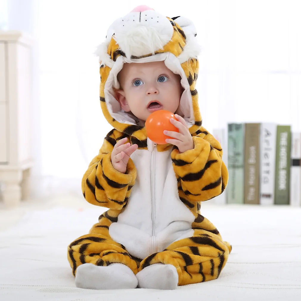 thumbnail image 1 of Lindos disfraces de Cosplay de mono, tigre y dinosaurio, mono de animales para niños y niñas, mamelucos para bebés, ropa para bebés, pijamas para niños Kigurumi, 1 of 5