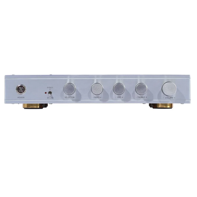 

AM3 HiFi Class A Treble Bass Adjustment Preamplifier 4 Input 1 Output Home Audio Preamp Silver