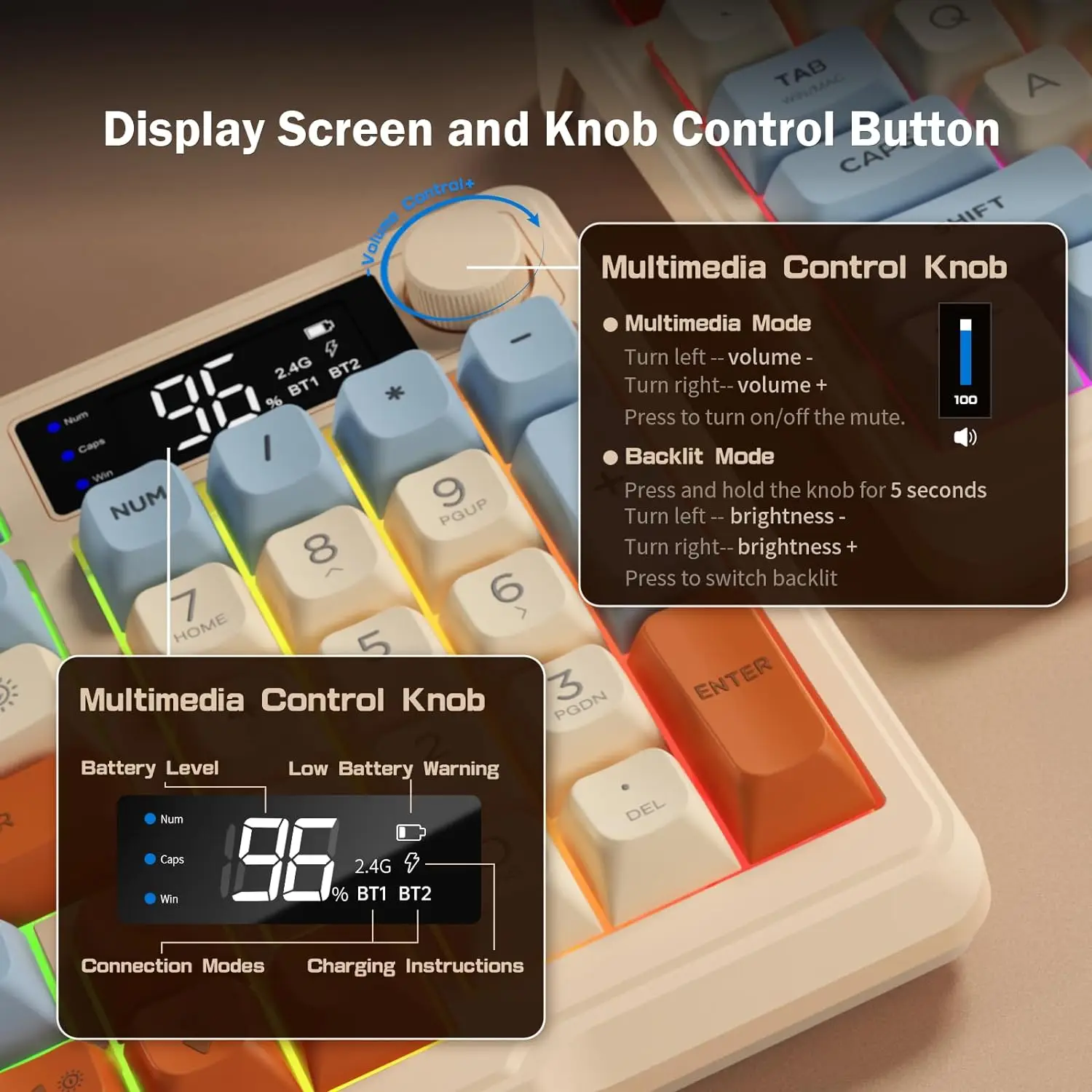 Wireless Gaming Keyboard with Screen 3