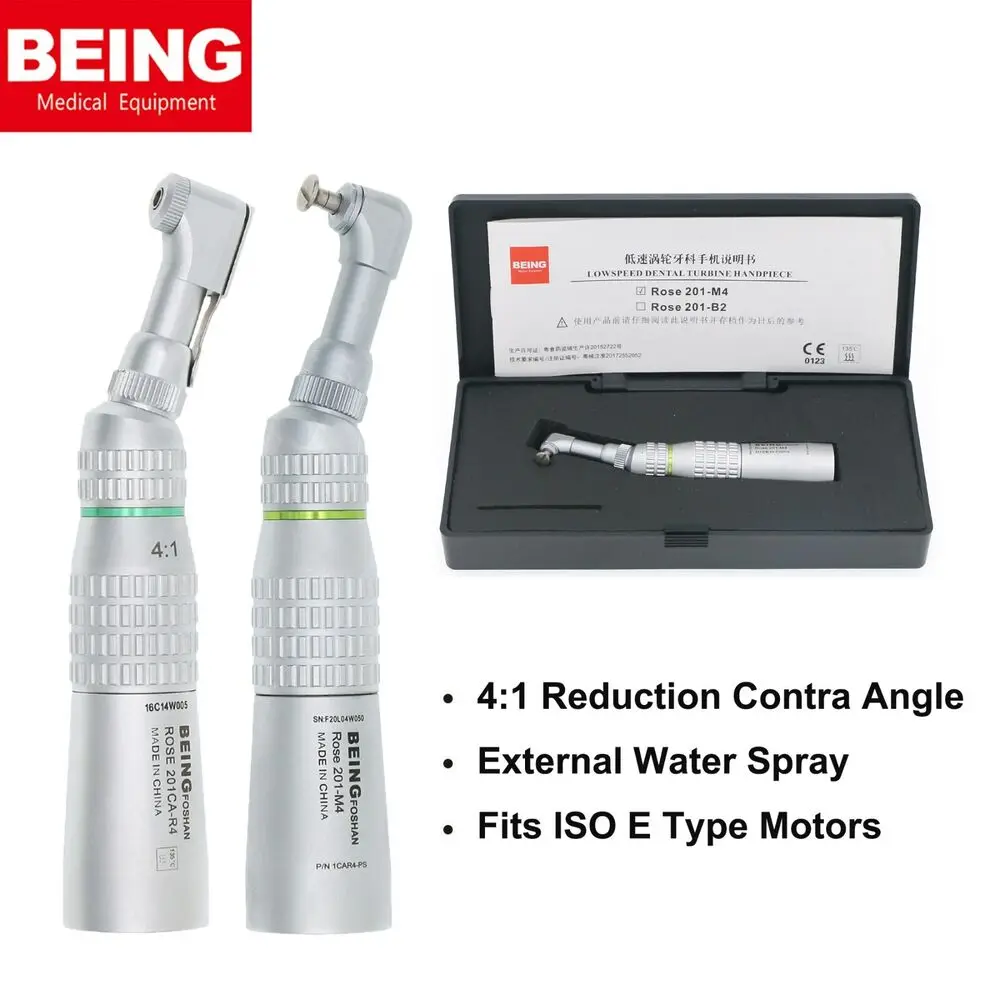 

BEING Dental Low Speed Contra Angle Handpiece Prophy Endo 4:1 Contra Angle Handpiece fit E Type