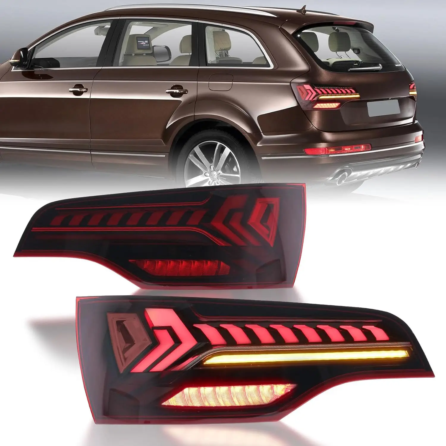 

LED Tail Lights for Audi Q7 2006-2015 Upgrade Rear Light with 3D Dynamic Animation Sequential Indicator