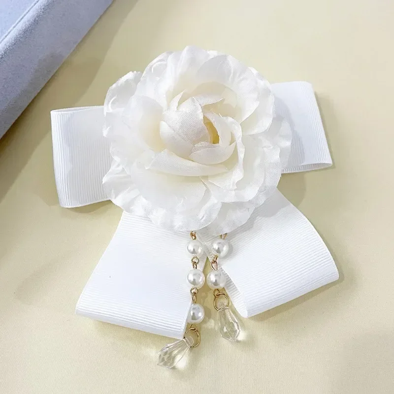 Women's Camellia Flower Brooch Pin - Pre-Tied Bow Tie Collar Clip For Wedding, Party, Blouse Decoration - View #10