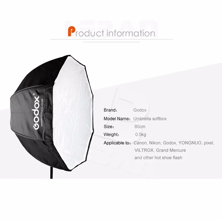 Godox 80cm 31.5in Portable Octagon Softbox Flash Speedlight Speedlite Umbrella Softbox Brolly Reflector (Softbox Only)
