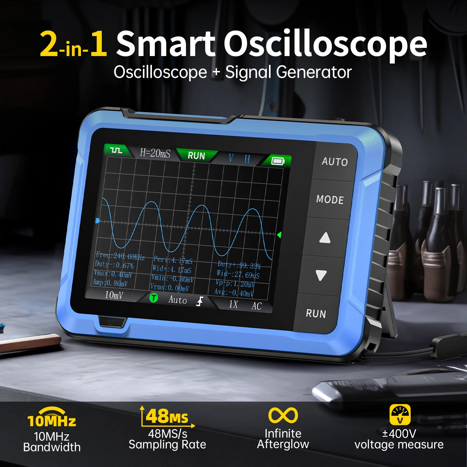 FNIRSI DSO510 Mini Handheld Digital 2 IN 1 Oscilloscope Portable 48MS/s 10MHz Bandwidth