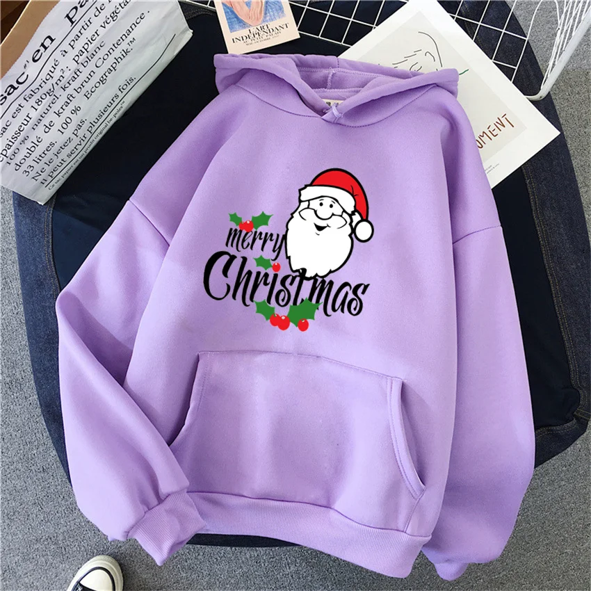 Fashion Womens Hoodie Santa Claus Printed Funny Hoodies Women Streetwear Pullover Harajuku Sweatshirt Oversized Clothes Unisex 3