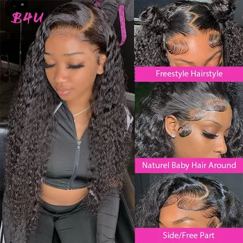 Alternative view of Deep Wave Lace Front Wigs Human Hair 13x4 13x6 HD Lace Frontal Wigs Water Curly Wave Wig For Women Wet Wavy 4x4 Lace Closure Wig