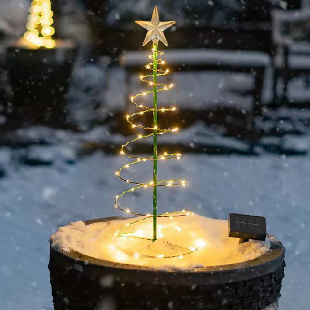 Christmas Tree Courtyard Lights Star Christmas Tree Decorative Light String LED Solar Powered Floor Plug in Light String Outdoor