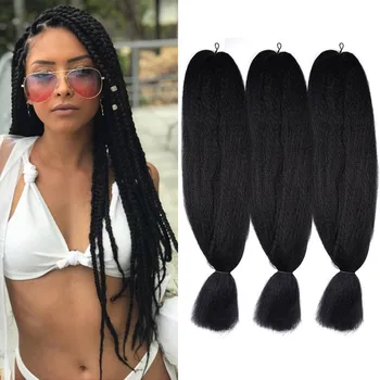 48inch 80g Jumbo Black Kanekalon Braiding Hair Extensions Synthetic Fiber for Twist Wholesale Sale 1