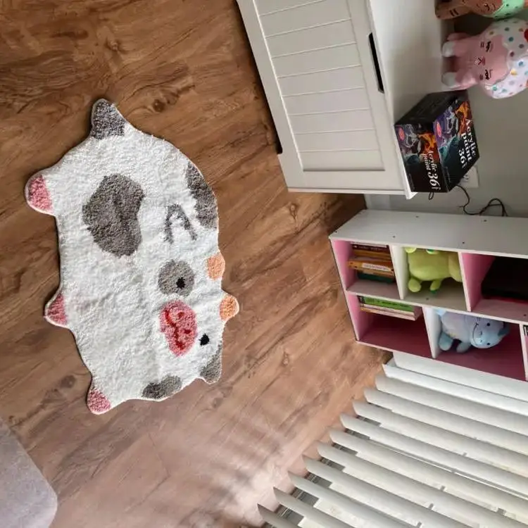 Cute Cows Multicolor Rug Digital Printing Technology Simple Housewarming Gift Handmade Non-Slip Decorative Carpet