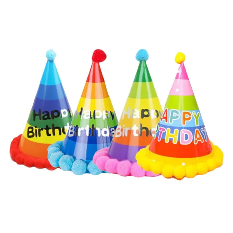 5Pcs Birthday Hat Raindrop Cotton Candy Children Birthday Party Decorations