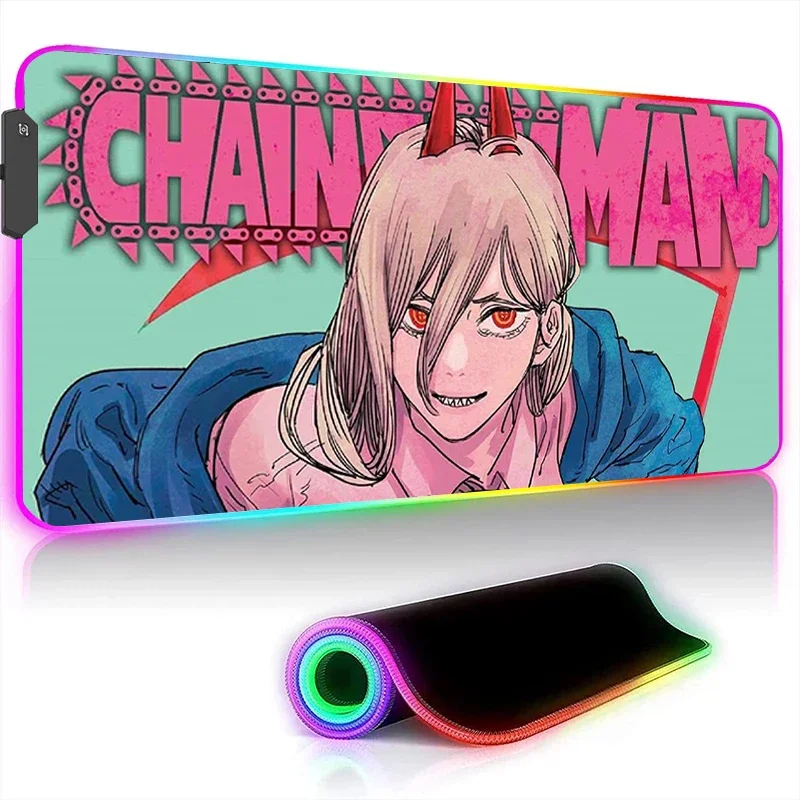 Chainsaw Man 콺 е Xxl Led  ׼ RGB Ʈ 900x400  ũ Ʈ  콺 е, ̸ е ִϸ̼ ũž Pc 콺