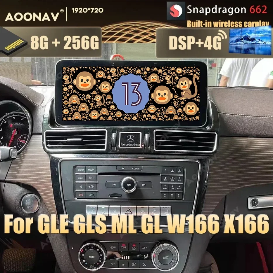 

2023 New Snapdragon 662 Android Car radio For Mercedes BENZ GLE GLS W166 X166 ML GL 2012-2019 multimedia player wireless carplay