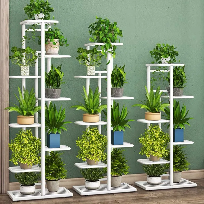 Plant Shelves Iron Potted Flower Plant Stand Rack Multiple Flower Pot Holder Shelf Indoor