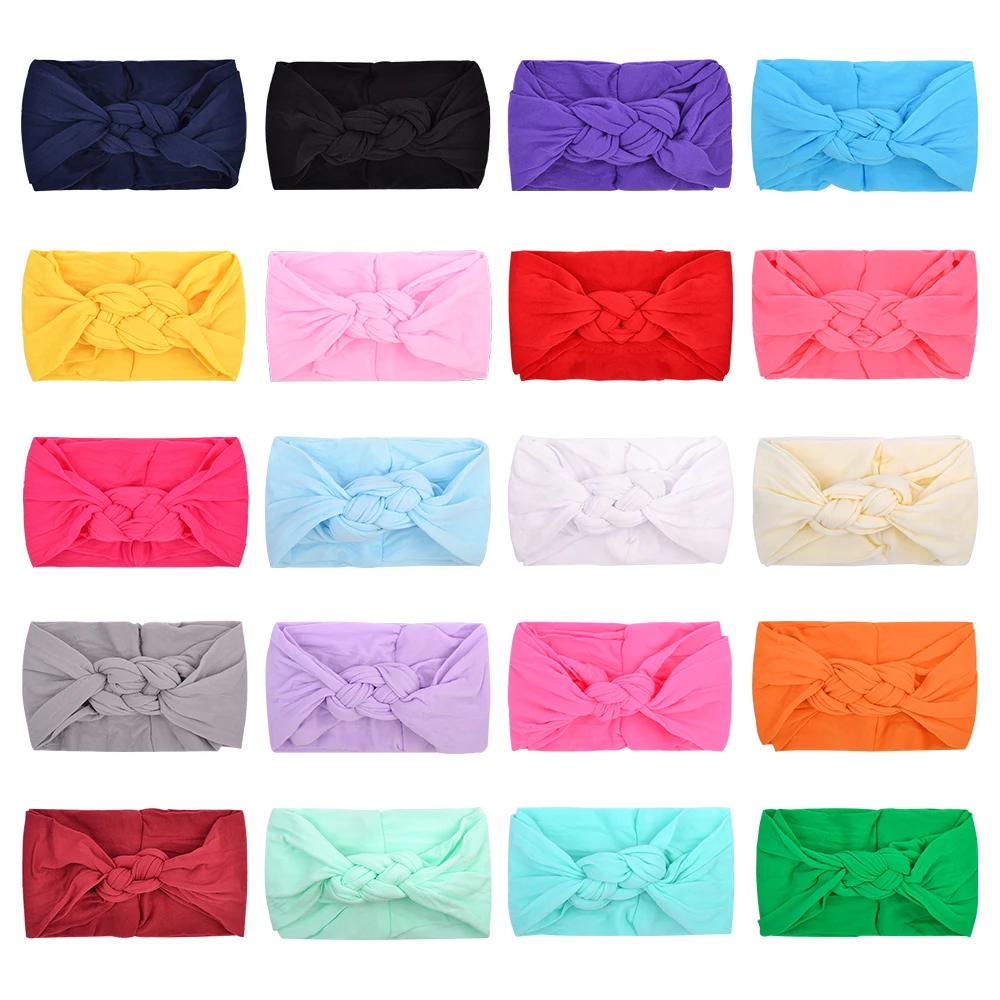 New Braided Nylon Baby Headbands for Girls Twisted Top Cross Knot Headwraps Turban Elastic Soft Daily Home Baby Hair Accessories