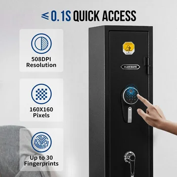 BlackSmith 3 Rifles Gun Safe Rifle Safe W/ Fingerprint & Digital Keypad Lock Removable Gun Storage Cabinet W/ Built-in Storage 5