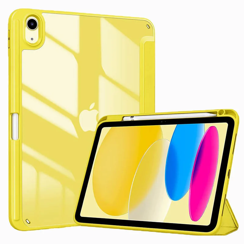 Clear Acrylic Back Tablet Case with TPU Protector and Pencil Holder