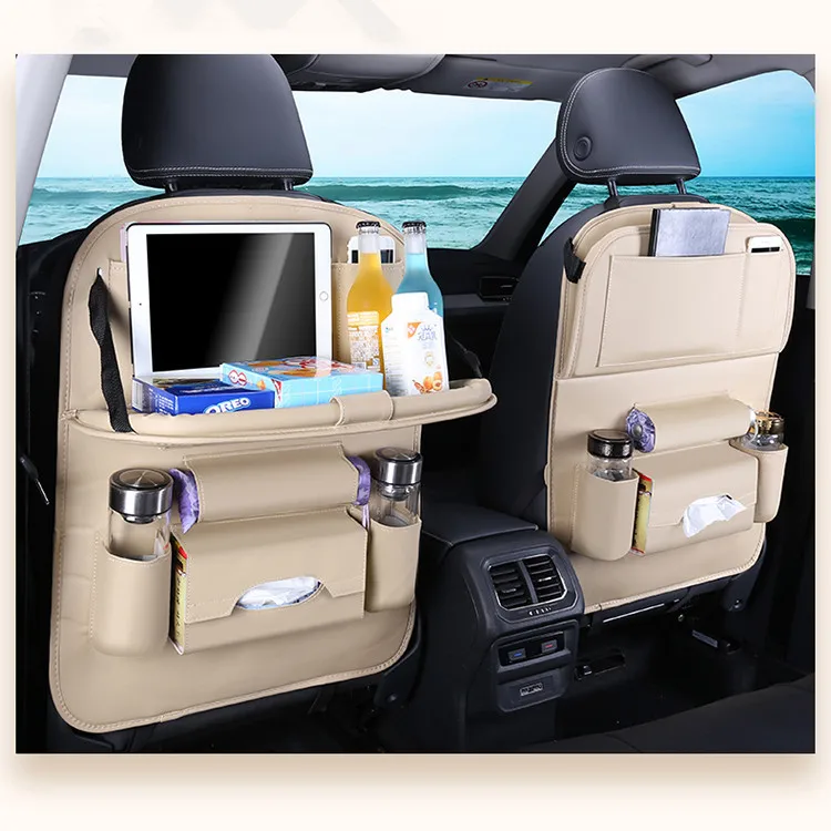 Car Tray Leather Storage Seat,Hanging Bag,Leather Backrest,Seat Back Storage Bag,Car Organizer 5