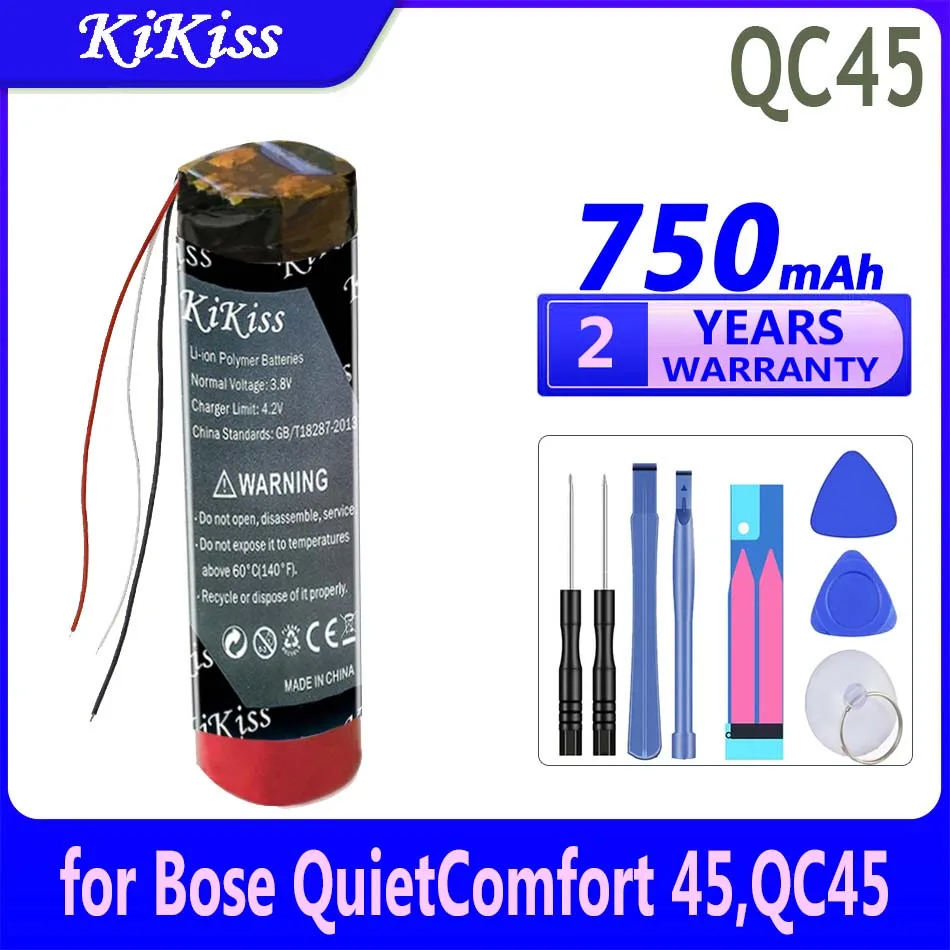750Mah/900Mah Kikiss Potente Batteria Per Bose Quietcomfort 45 Qc45 Qc 35 Qc35 Ii Accumulatore 3 Fili