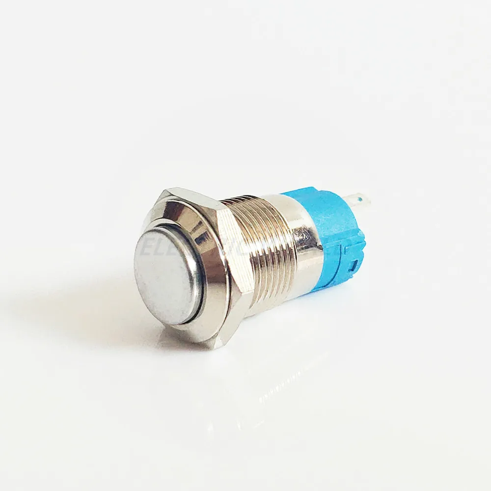 12mm 16mm 금속 푸시 버튼 스위치 2 핀 2 나사 조명 없음 순간 방수 스위치, 셀프 래칭 전원 버튼 푸시 버튼