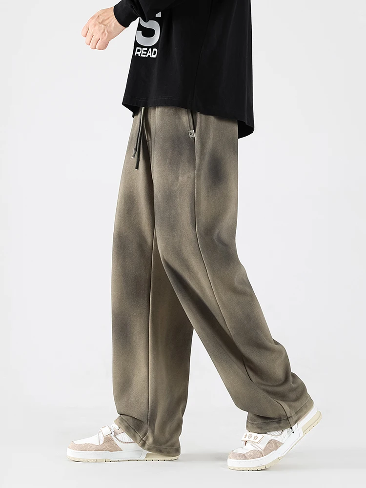 Sport Jogging Trousers Wide Leg Pants Fashion Pants Fashionable Wide Leg Pants Men Suit Pants Spring Summer Men Sweatpants Tie Dye Washed Knitted Cotton Wide Leg Straight Jogger Pants