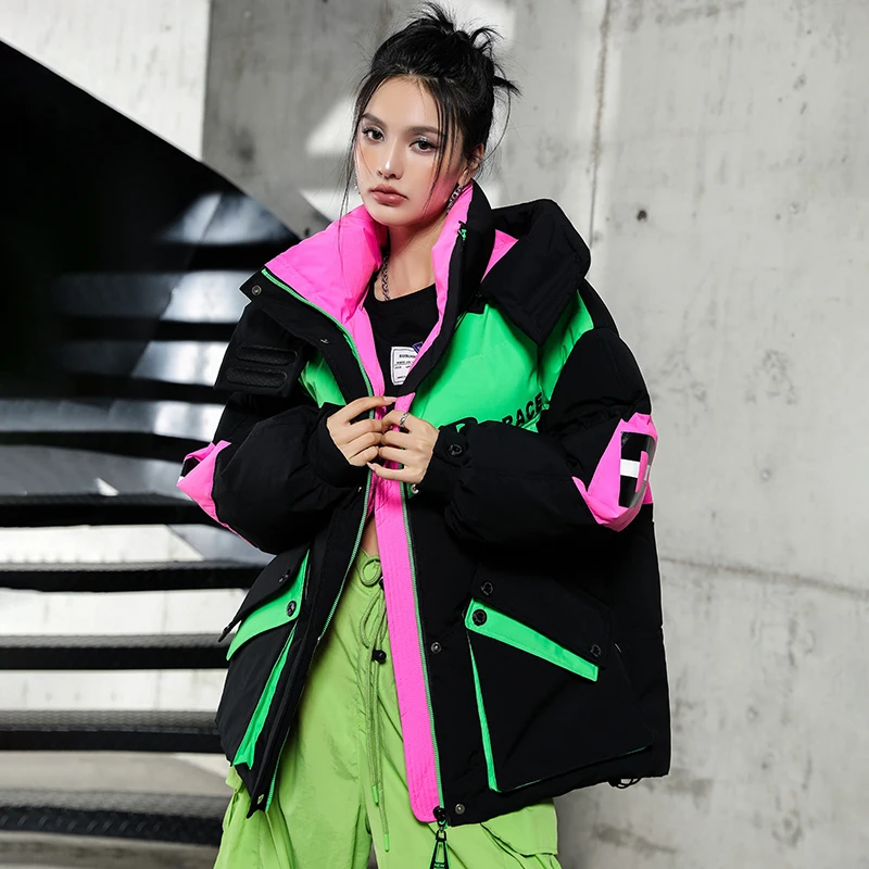 FotvoT-女性の冬のコート フード付き 韓国のファッション 特大の服 ストリートウェア パフジャケット エレガントなパーカー S7d113af876e84057bfc815a1e7037