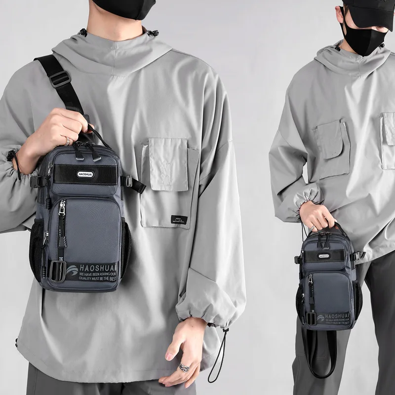 HVTIL New Outdoor Waterproof Chest Bag Men Multifunctional Messenger Pack Fashion Crossbody Shoulder Bag For Travel Multi Pocket