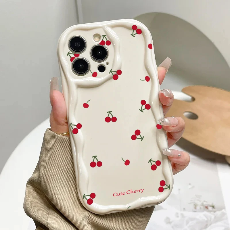 Creative Red Small Cherry Daisy Soft Silicone Phone Case