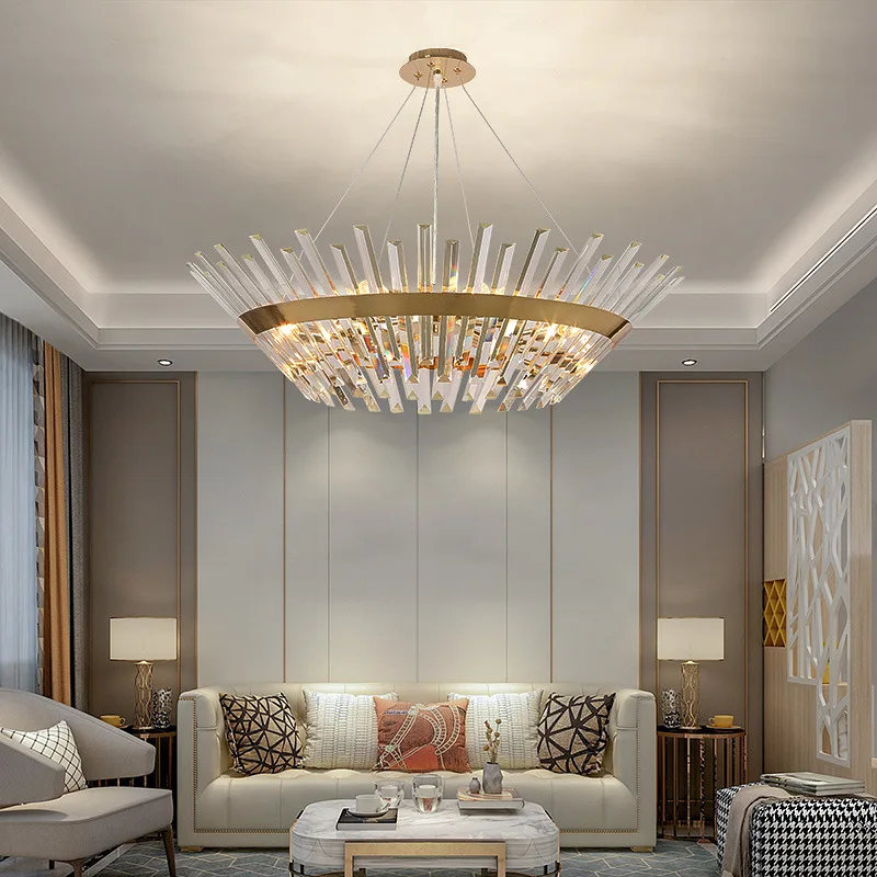 

Современная роскошная хрустальная Потолочная люстра K9, домашний декор, скандинавские светодиодные люстры из нержавеющей стали, Подвесная лампа для столовой, спальни