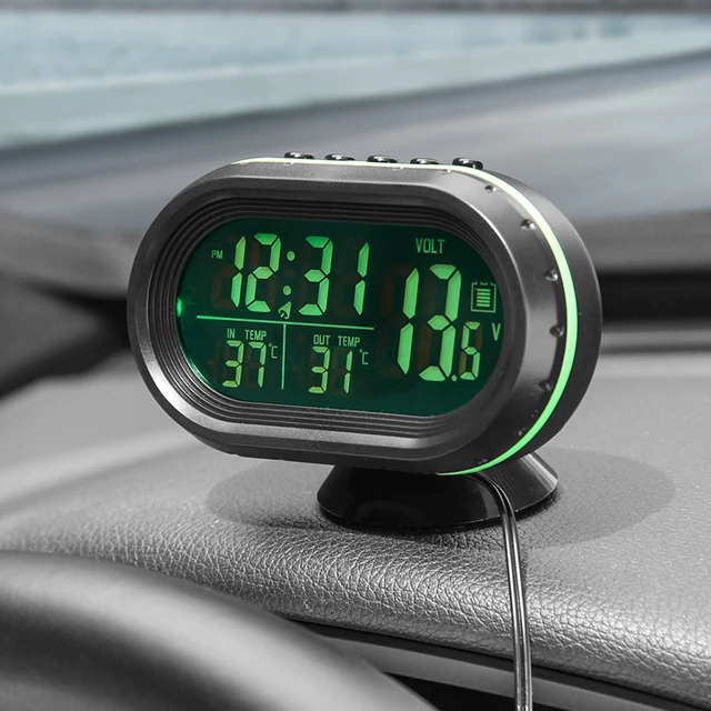 Horloge De Voiture Et Température Avec Rétroéclairage - Temu