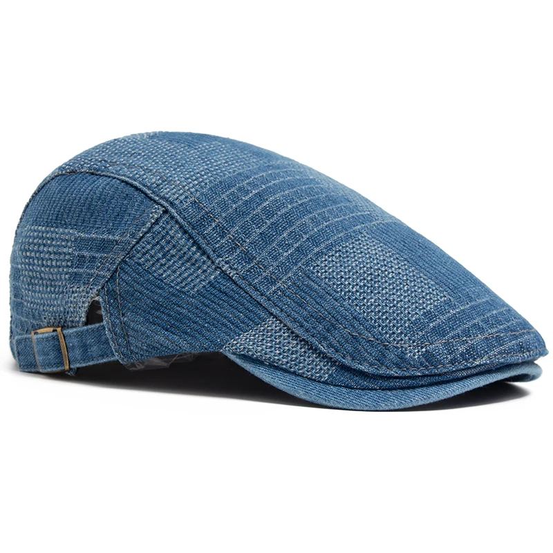 Casual Hats denim vintage beret men newsboy cap summer women forward cap cotton visor flat hat autumn peaked painter hat
