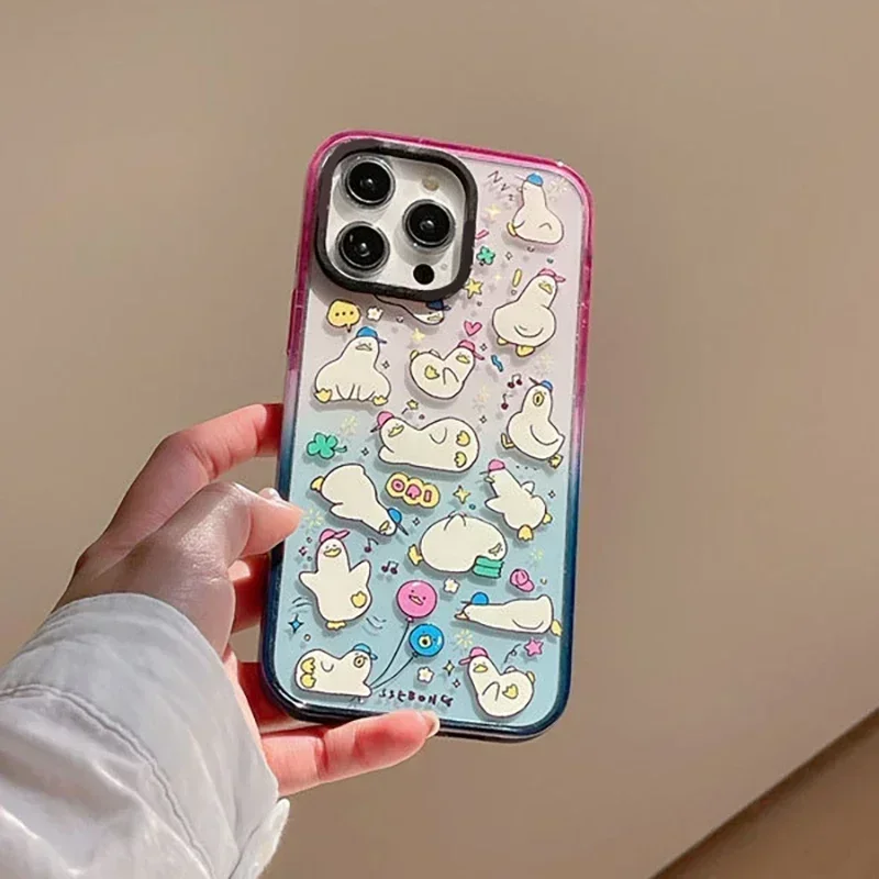 2.0 Acrylic Colorful Border Cartoon Sticker iPhone 11 12 13 14 15 Pro Max Case - Protective iPhone Case