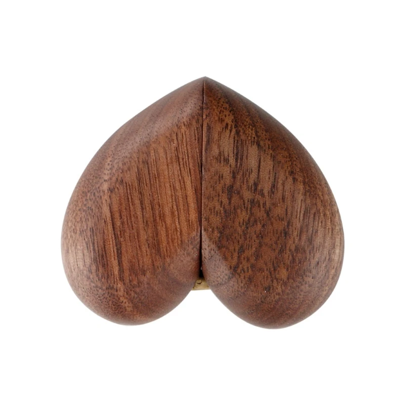 

Heart Shaped Walnut Wood Ring Box Soft Interior Holder Jewelry Wooden Box for Case for Proposal Engagement
