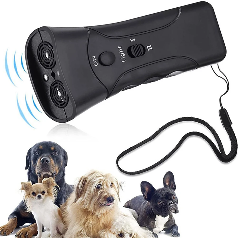 Ultrasonic Bark Arrester Lightweight with LED Flashlight Dog Repeller Plastic Dog Protection Device for Pet Training Accessories
