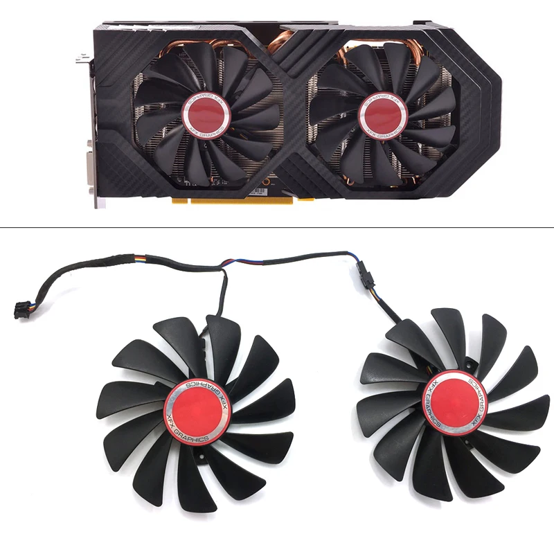 

New 2pcs/set FDC10U12S9-C CF1010U12S 95mm Alternative RX590 GPU Video Card Cooler fan For XFX RX 590/580 VGA Video Card Cooling