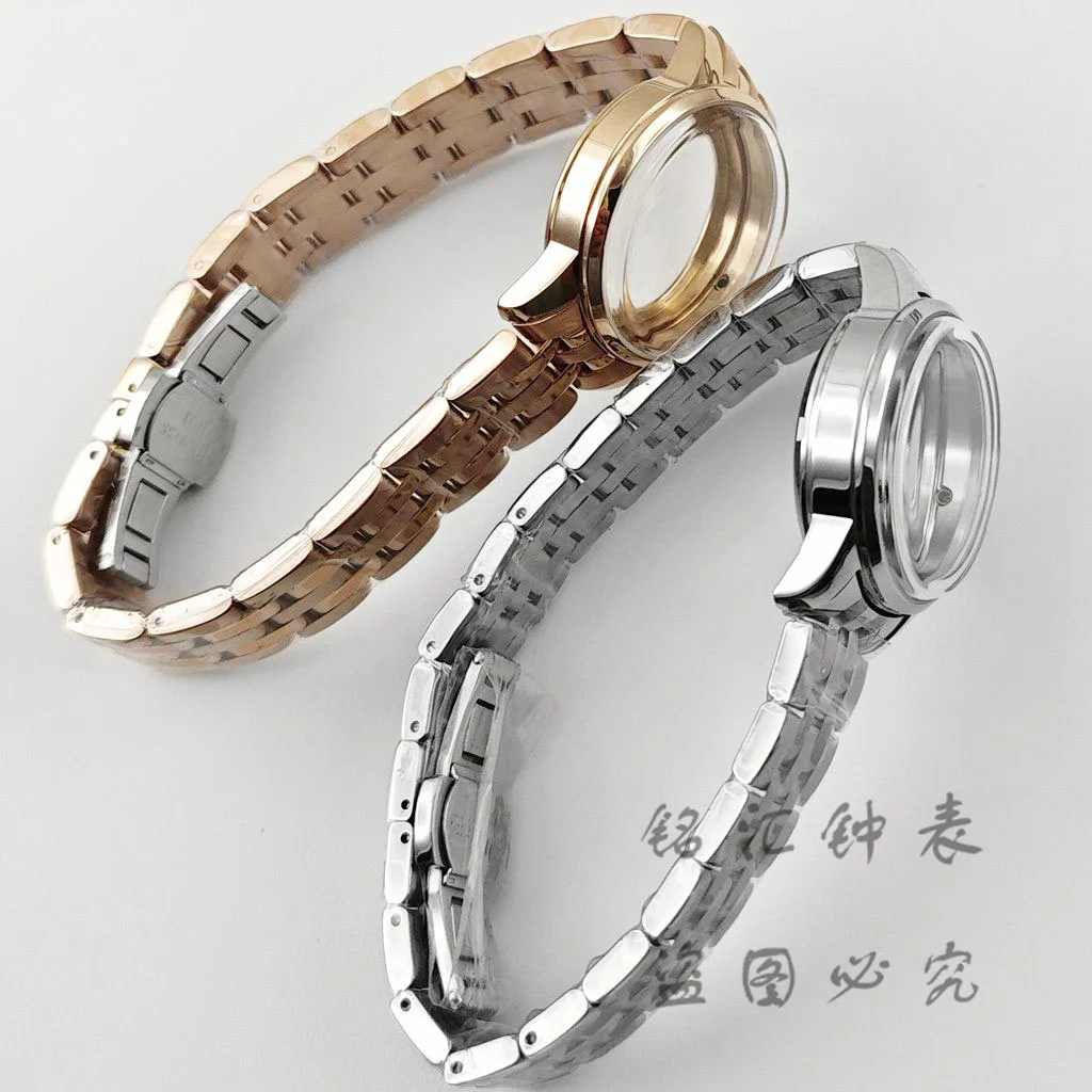 Elegant PVD Rose Gold 33mm Ladies Watch Case with Stainless Steel Bracelet
